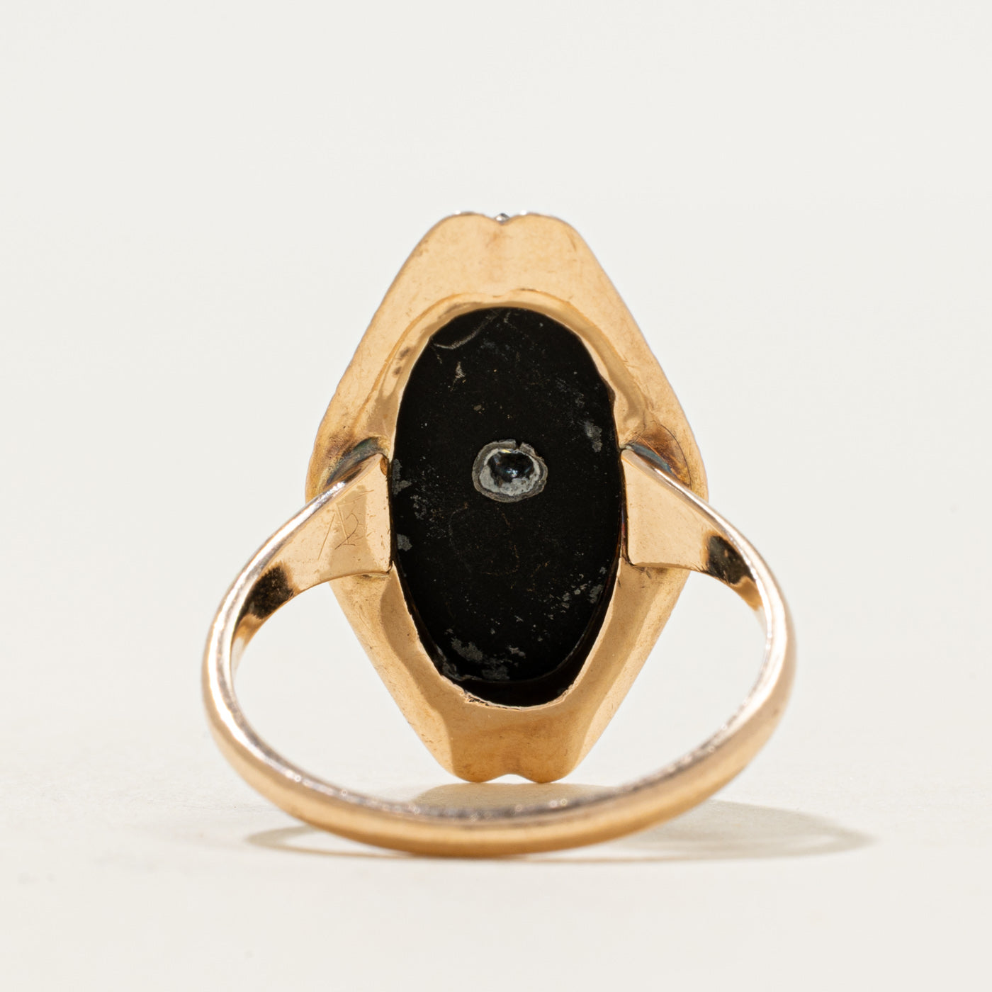 10k Onyx & Diamond Navette Ring | 1.29ct | SZ 6.75