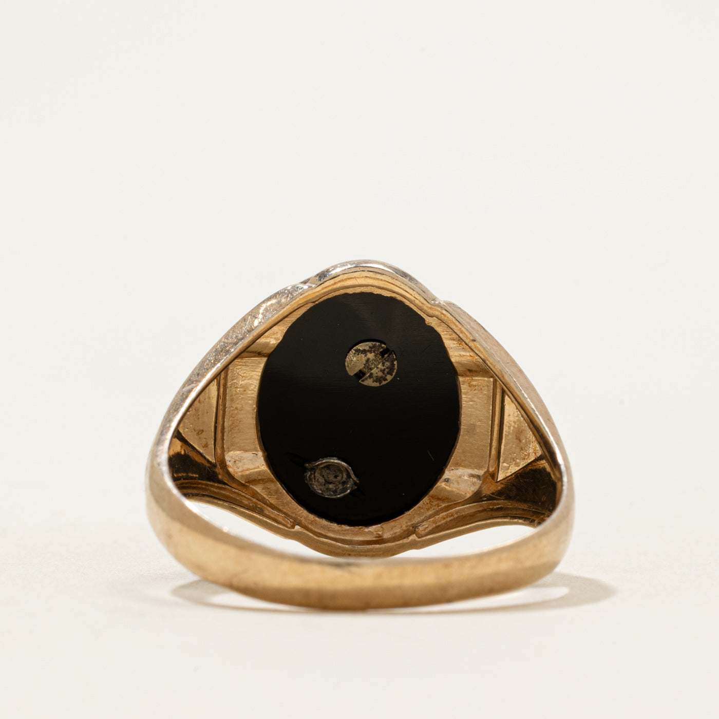 10k Onyx & Diamond "B" Initial Signet Ring | 2.83ct | SZ 11.75