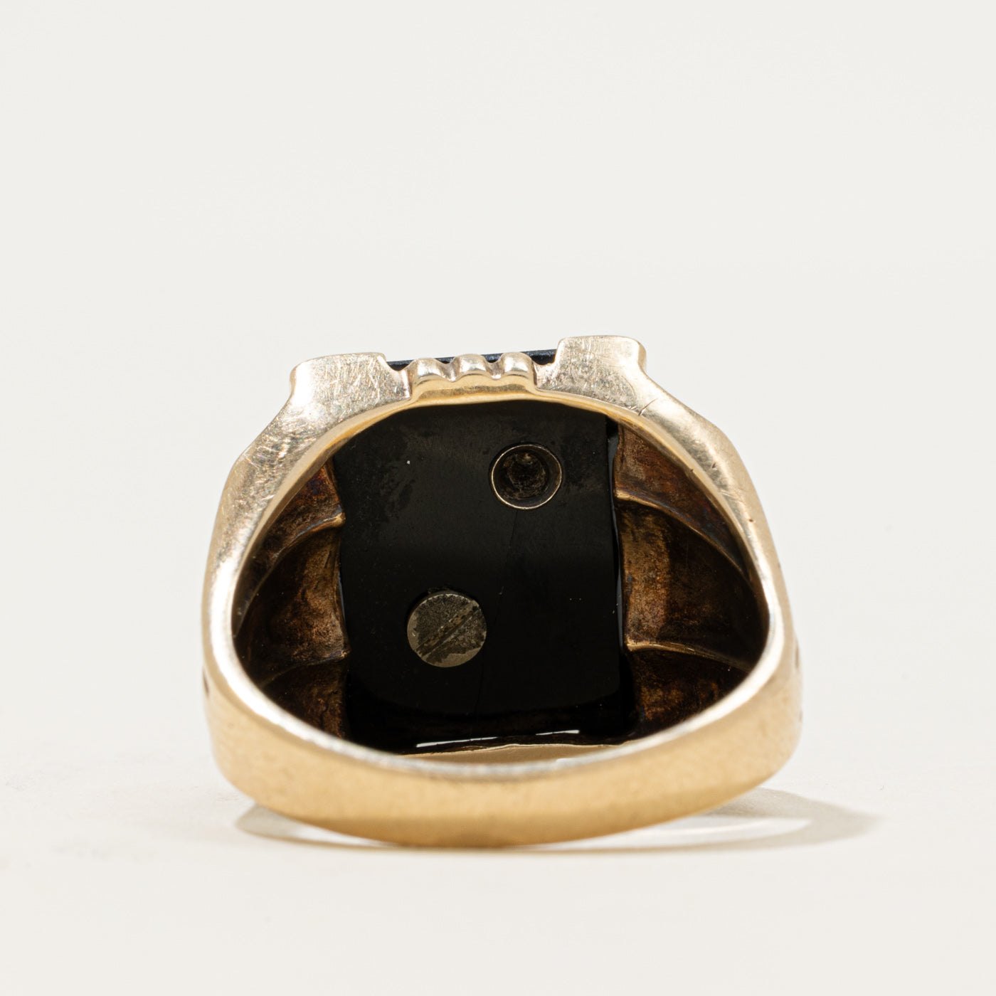 10k Onyx & Diamond "S" Initial Signet Ring | 3.15ct | SZ 9.25