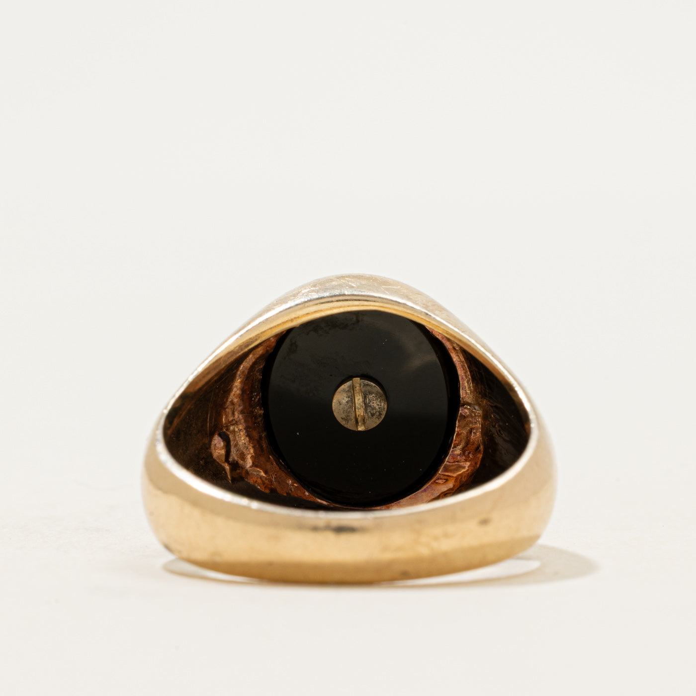 Vintage Canadian 10k Flush Set Onyx "C" Initial Signet Ring | 1.85ct | SZ 9.5