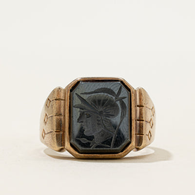 14k Hematite Intaglio Legionnaire Engraved Signet Ring | 2.79ct | SZ 11