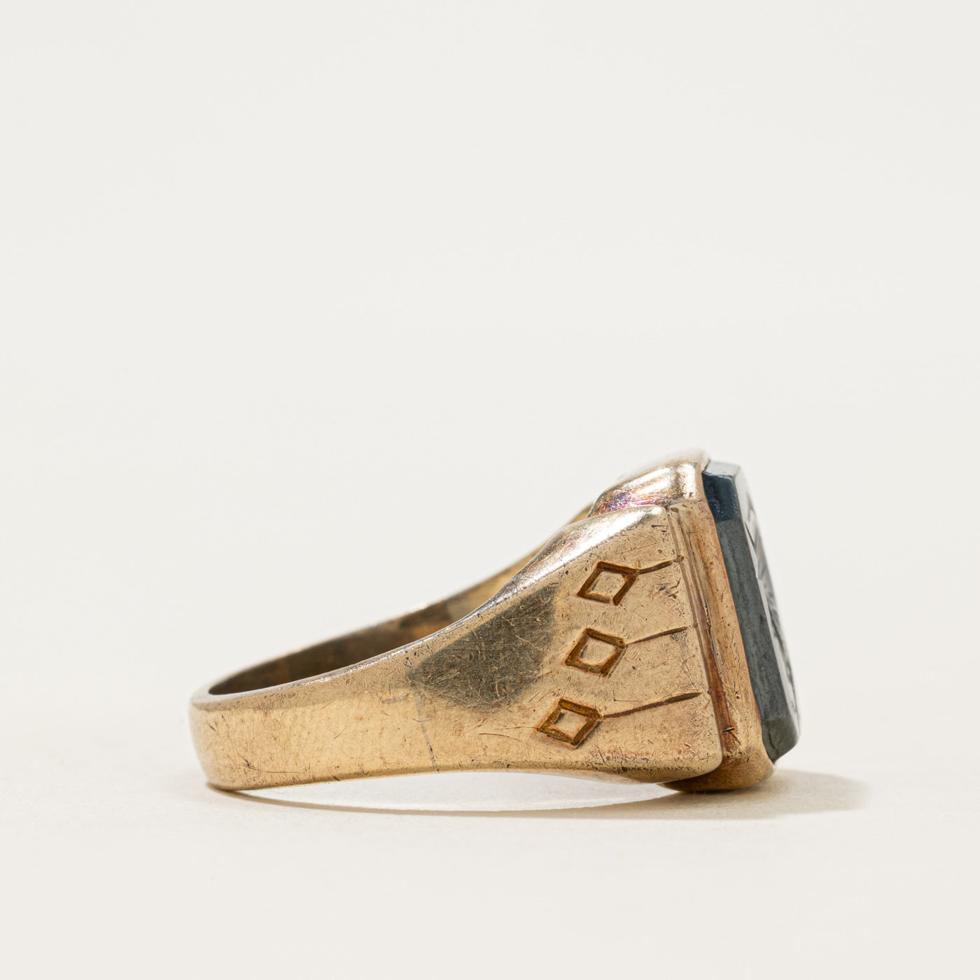 14k Hematite Intaglio Legionnaire Engraved Signet Ring | 2.79ct | SZ 11