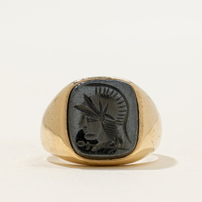10k Hematite Legionnaire Intaglio Signet Ring | 2.04ct | SZ 8