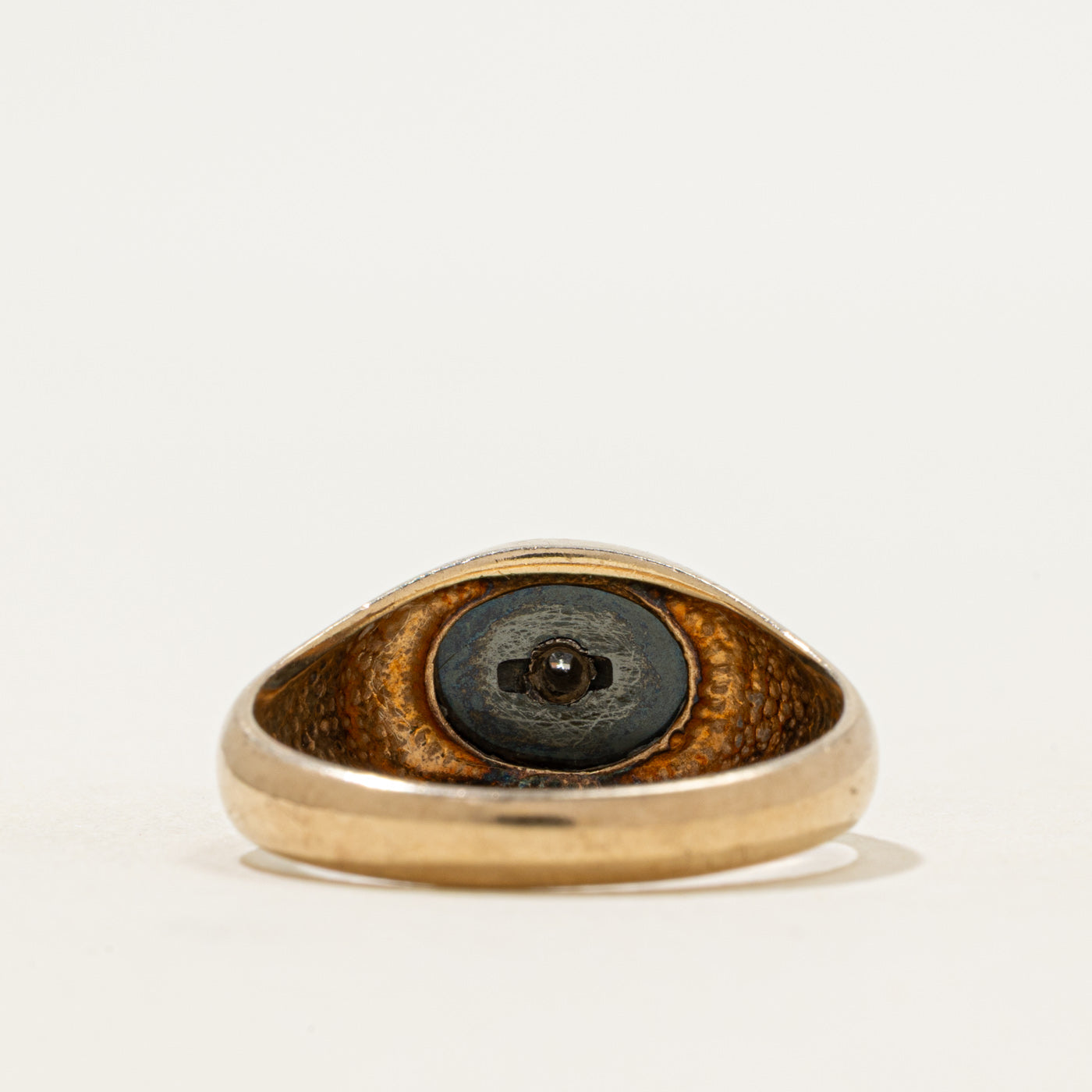10k Oval Hematite & Diamond Accent Ring | 0.70ct | SZ 9.5