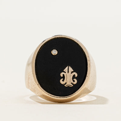 10k Bezel Set Onyx Signet Ring | 1.17ct | SZ 6.5