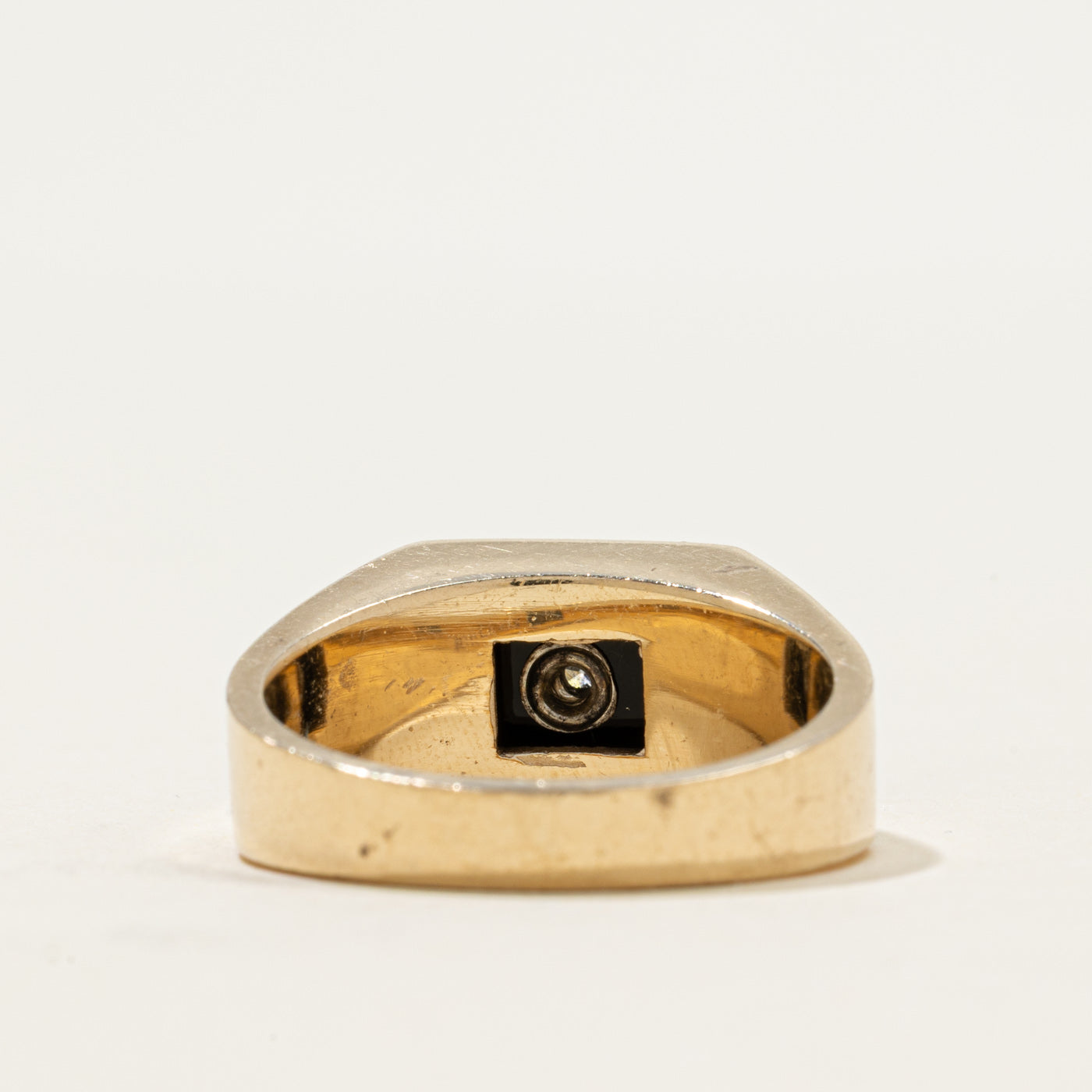 10k Rectangular Onyx & Diamond Signet Ring | 1.24ct | SZ 9