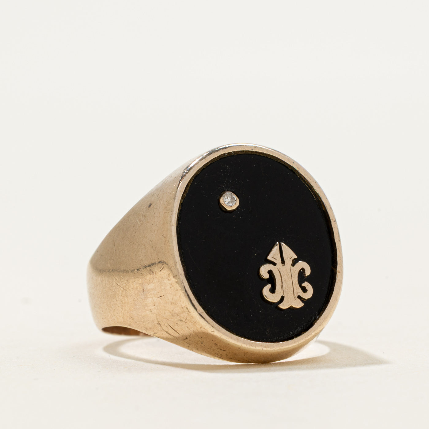 10k Bezel Set Onyx Signet Ring | 1.17ct | SZ 6.5