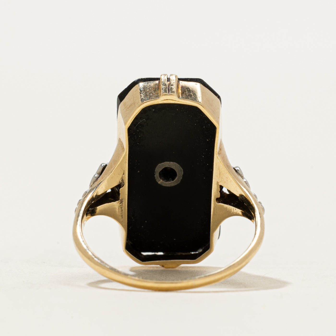 10k Octagonal Onyx & White Topaz Ring | 3.02ctw | SZ 5.25