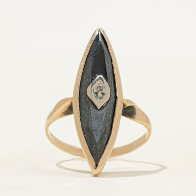 10k Hematite & Diamond Accent Navette Ring | 1.77ct | SZ 6