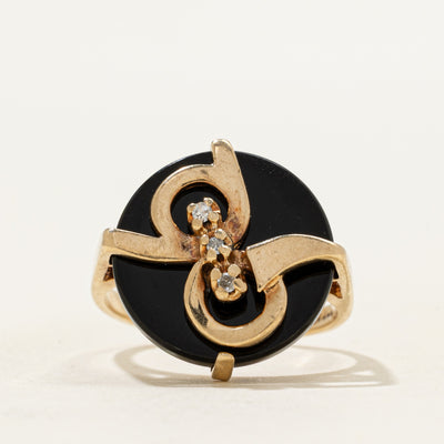 10k Circular Onyx & Diamond Accent Ring | 1.93ct | SZ 5.75