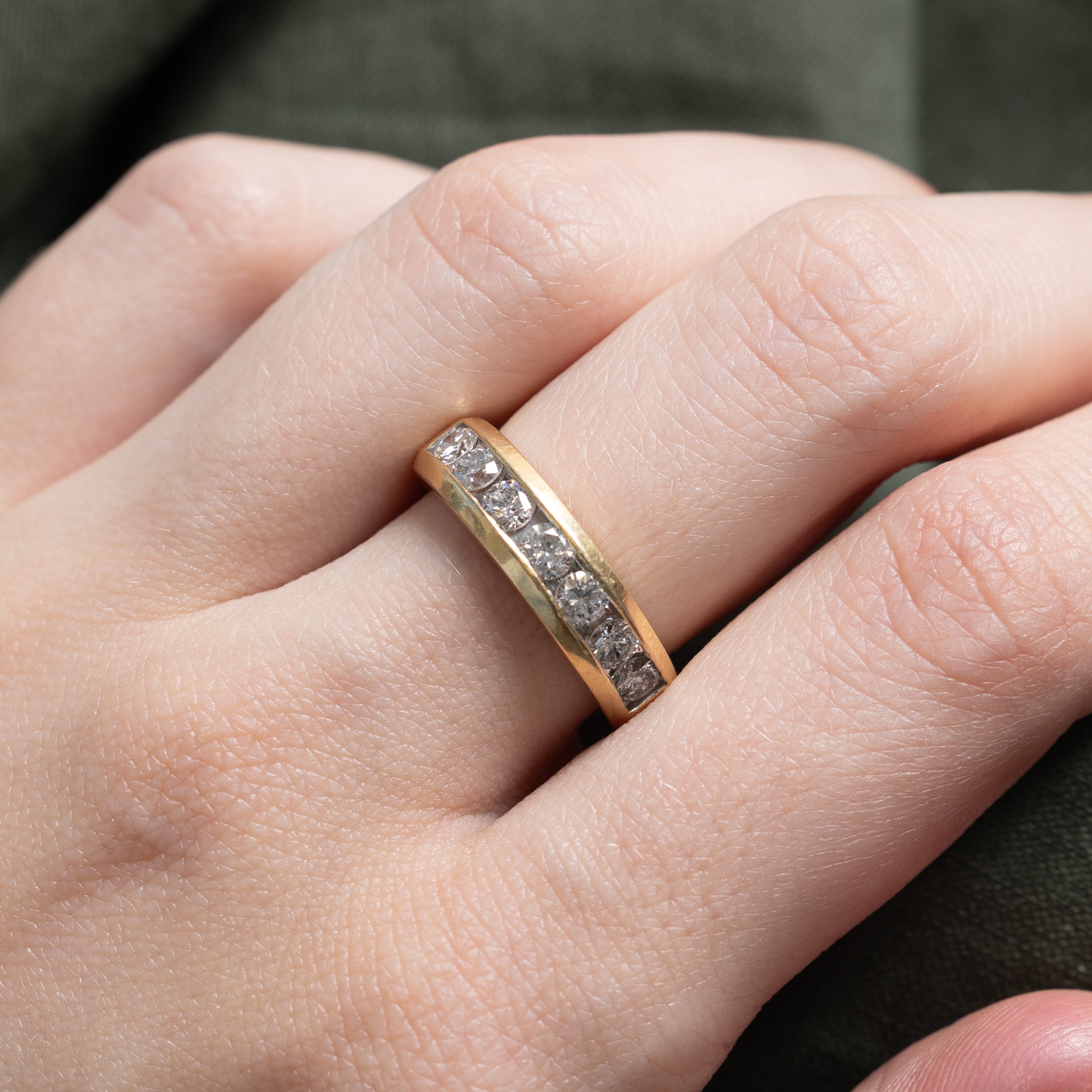 14K Semi Eternity Channel Set Diamond Chunky Band | 1.00ctw | SZ 6.25