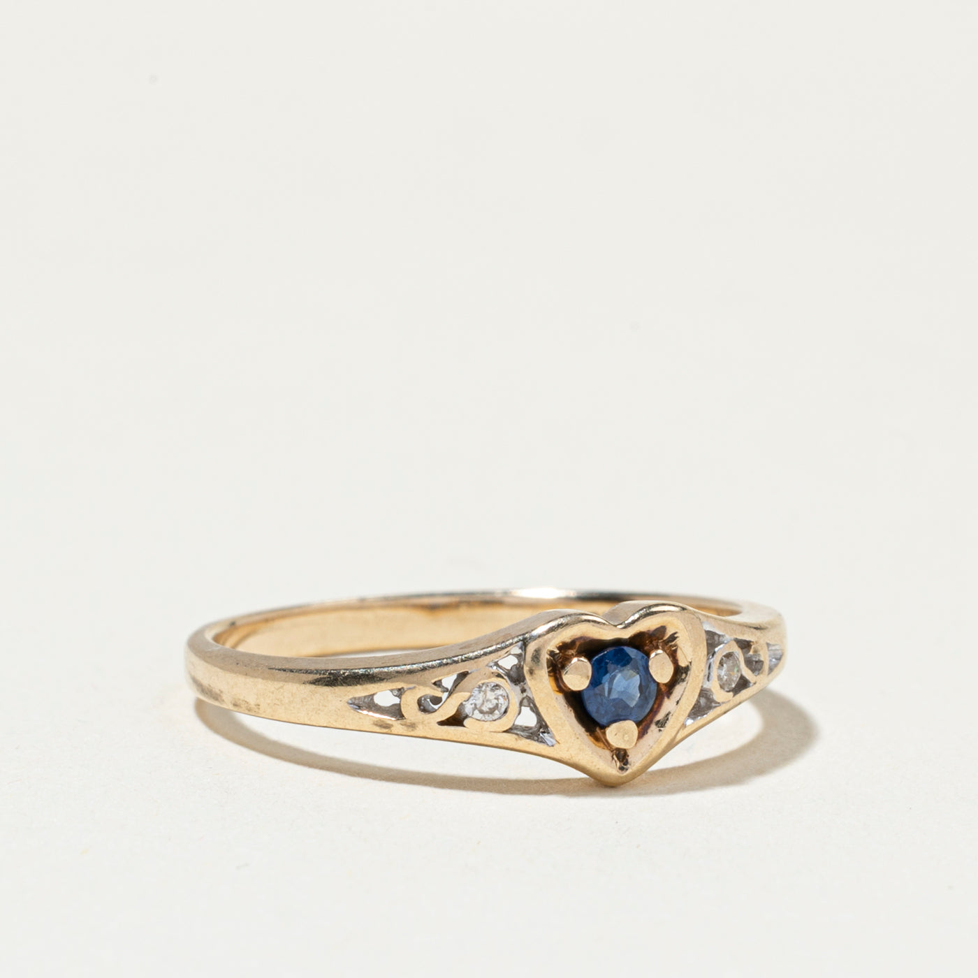 Sapphire & Diamond Heart Ring | SZ 6.25