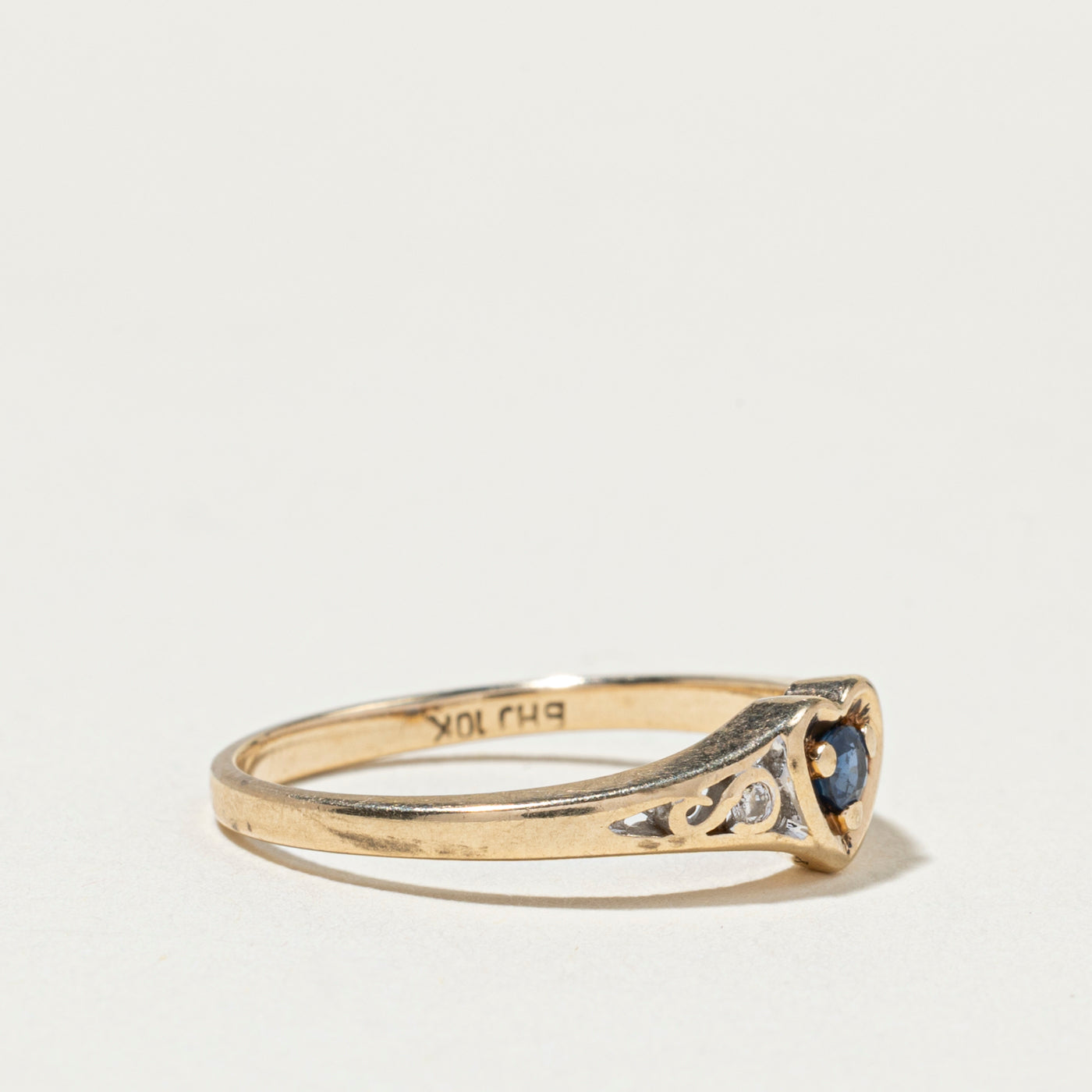 Sapphire & Diamond Heart Ring | SZ 6.25