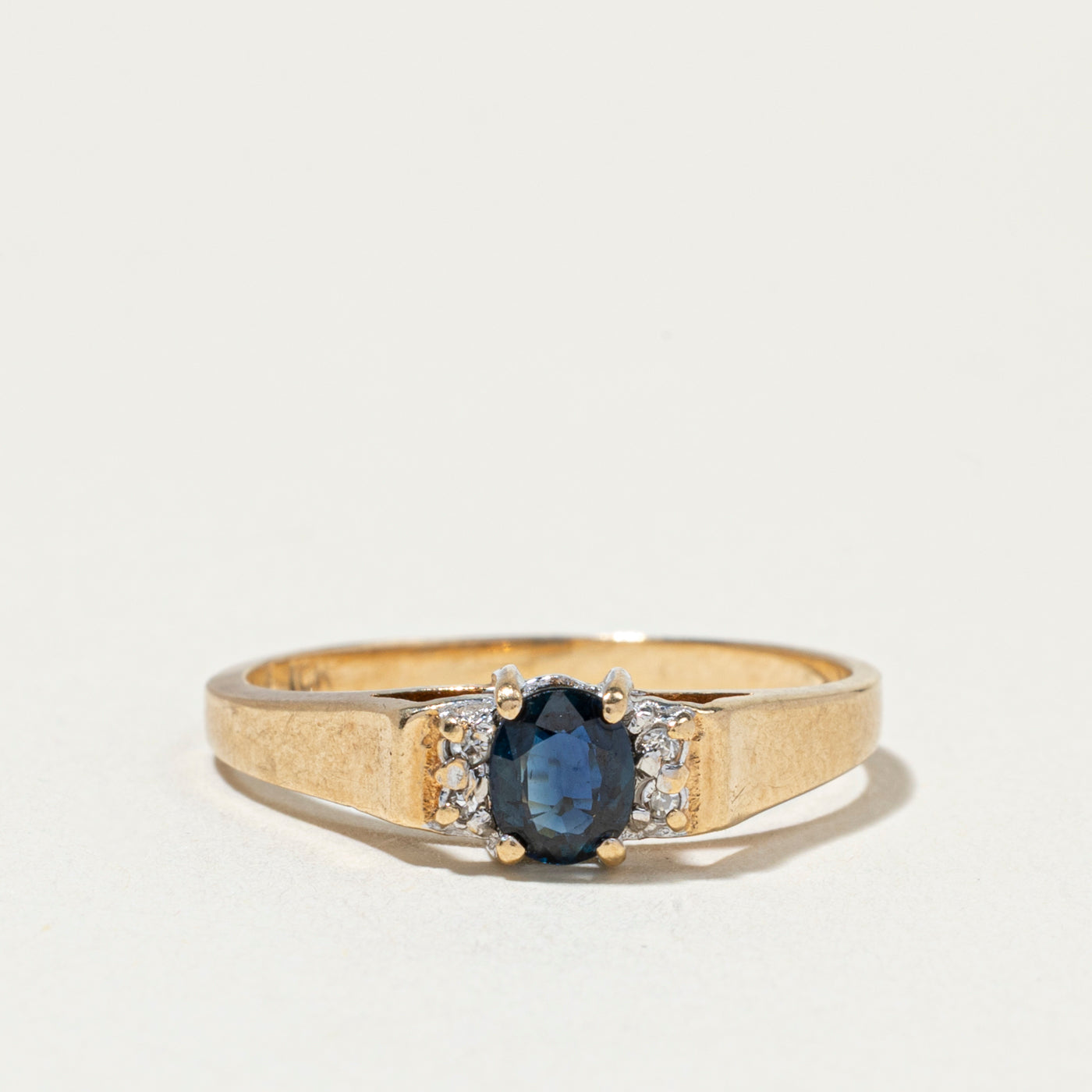 Oval Cut Sapphire & Diamond Accented Ring | SZ 6.75