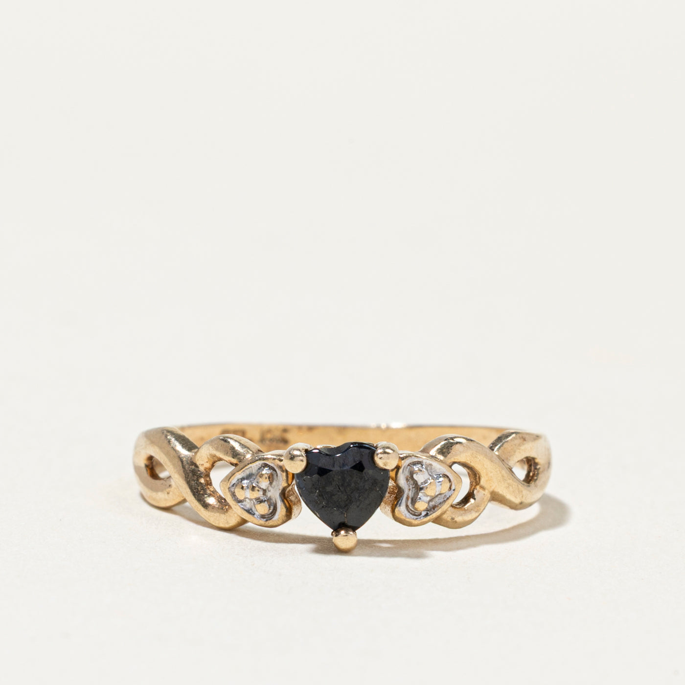 Bague en saphir et diamants avec cœur | Taille 5,5