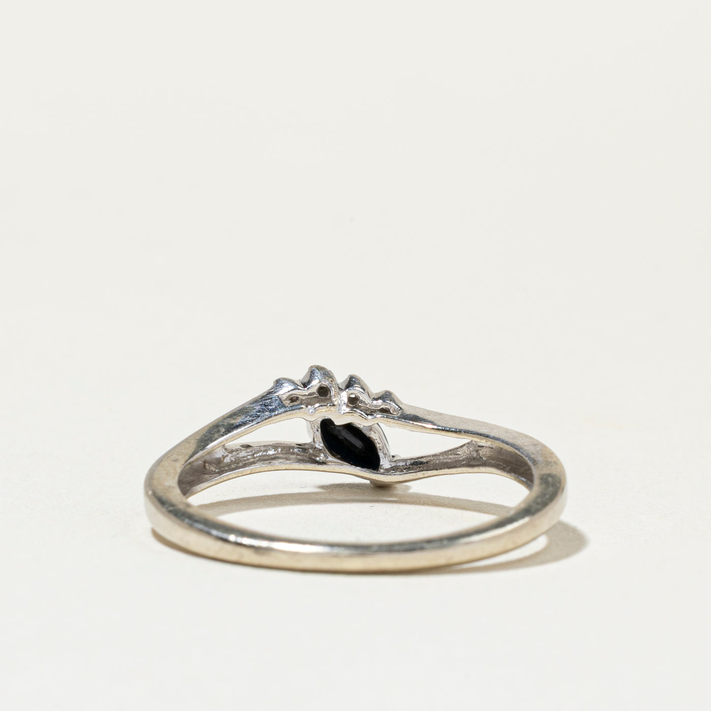 Marquise Cut Sapphire & Diamond Open Shank Ring | SZ 6.25