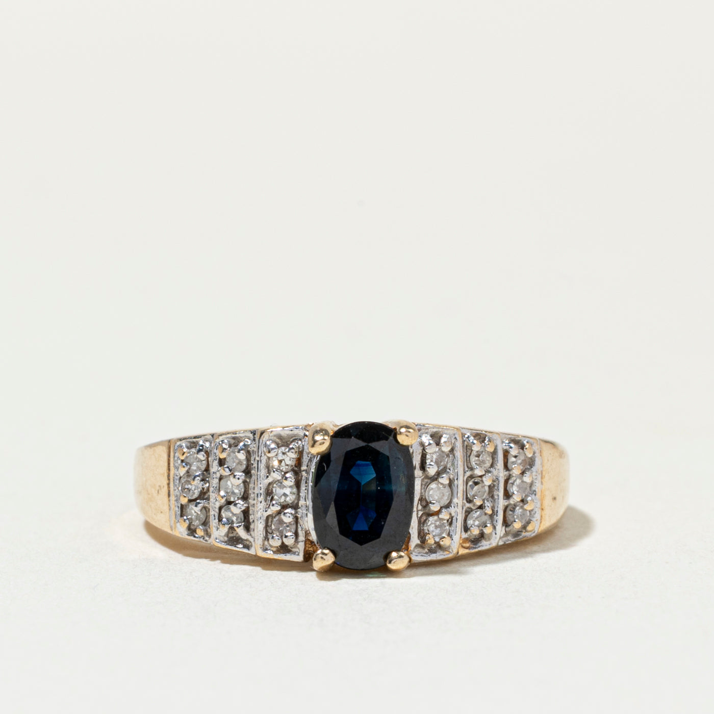 Oval Cut Sapphire & Diamond Accented Ring | SZ 4.75