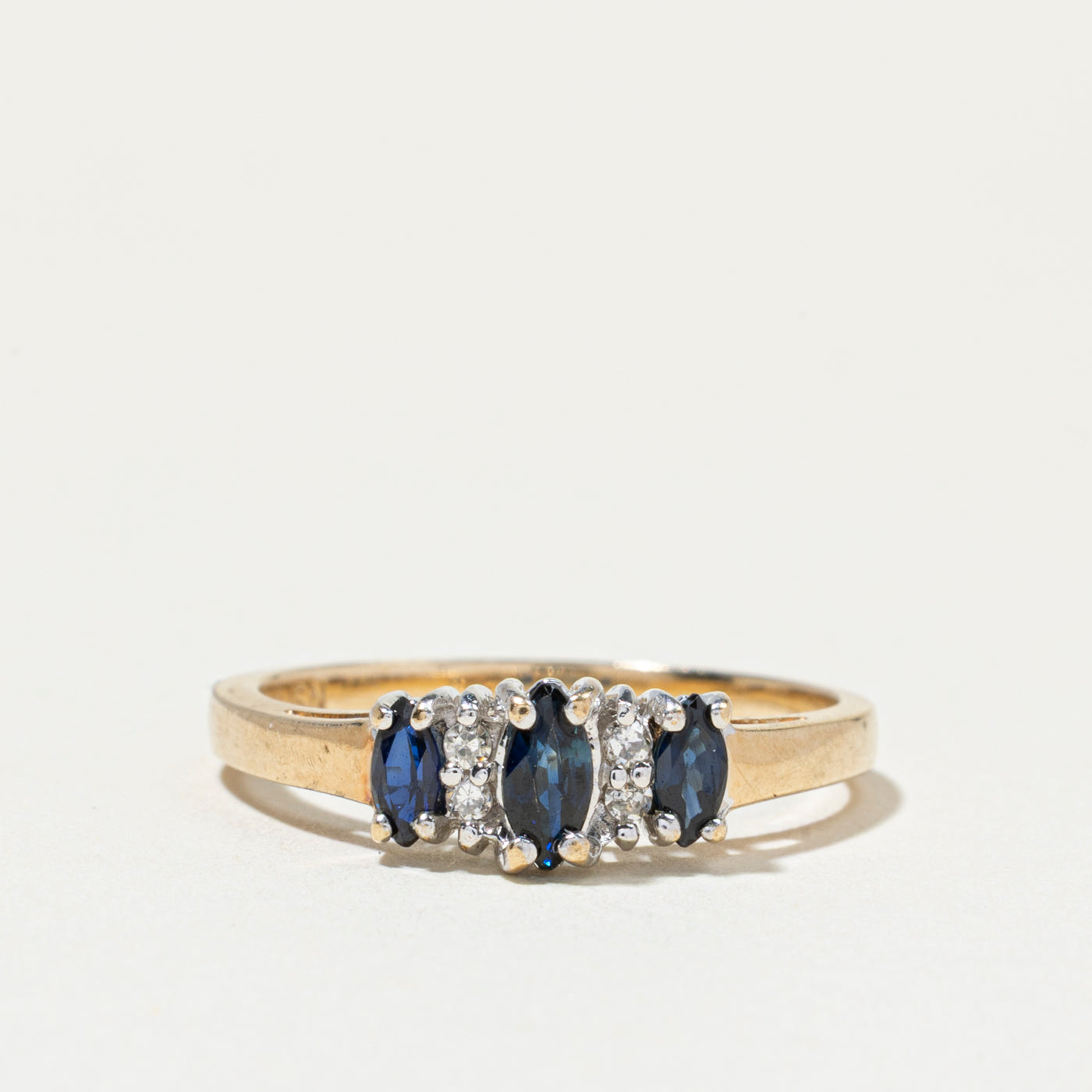 Bague trois pierres saphir et diamants | Taille 5