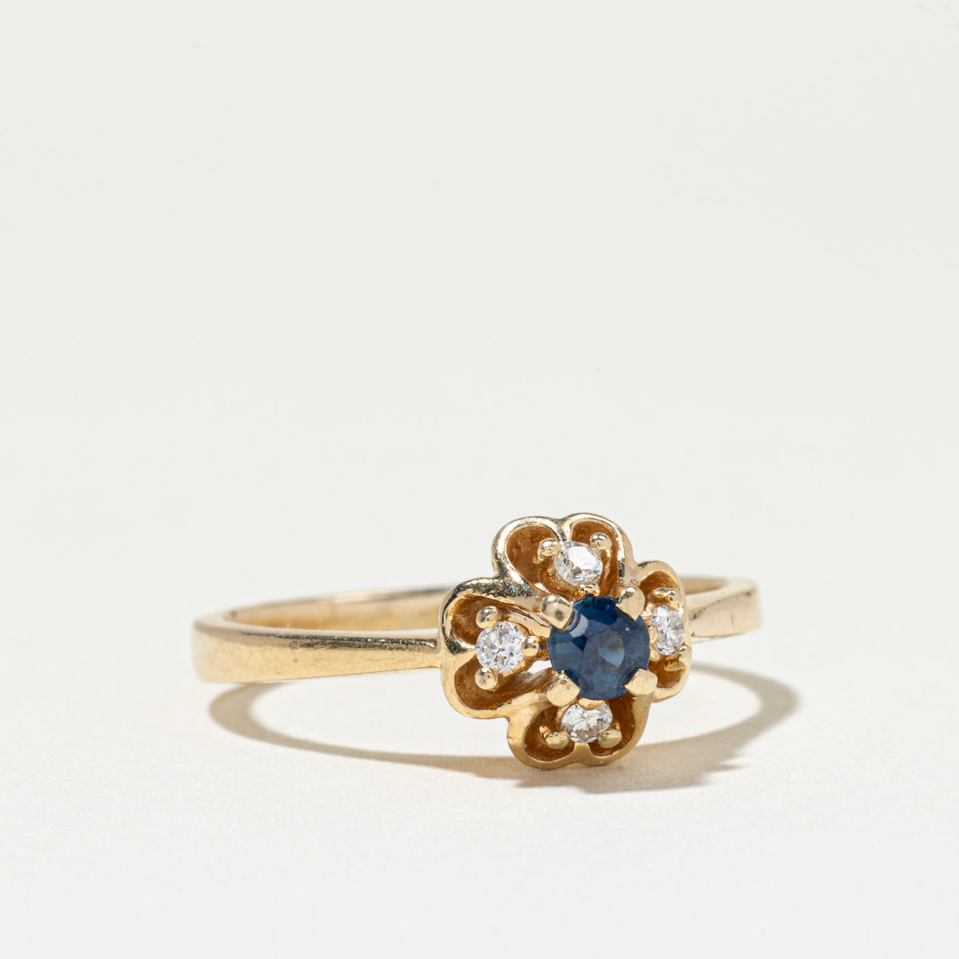 Sapphire & Diamond Flower Ring | SZ 5.5