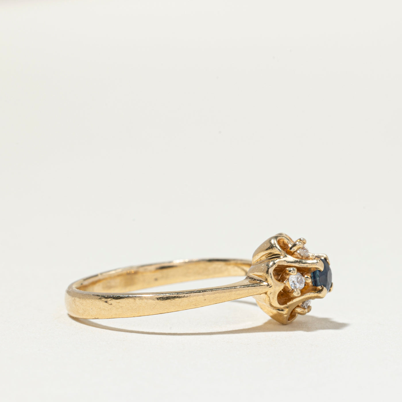 Sapphire & Diamond Flower Ring | SZ 5.5