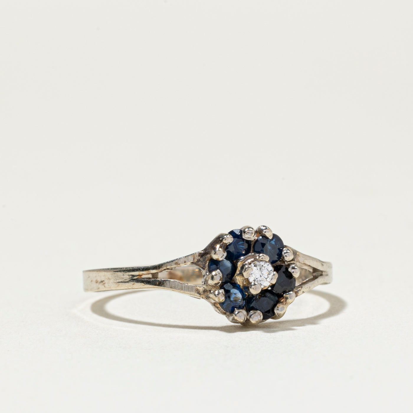 Bague halo diamant et saphir | Taille 5,5