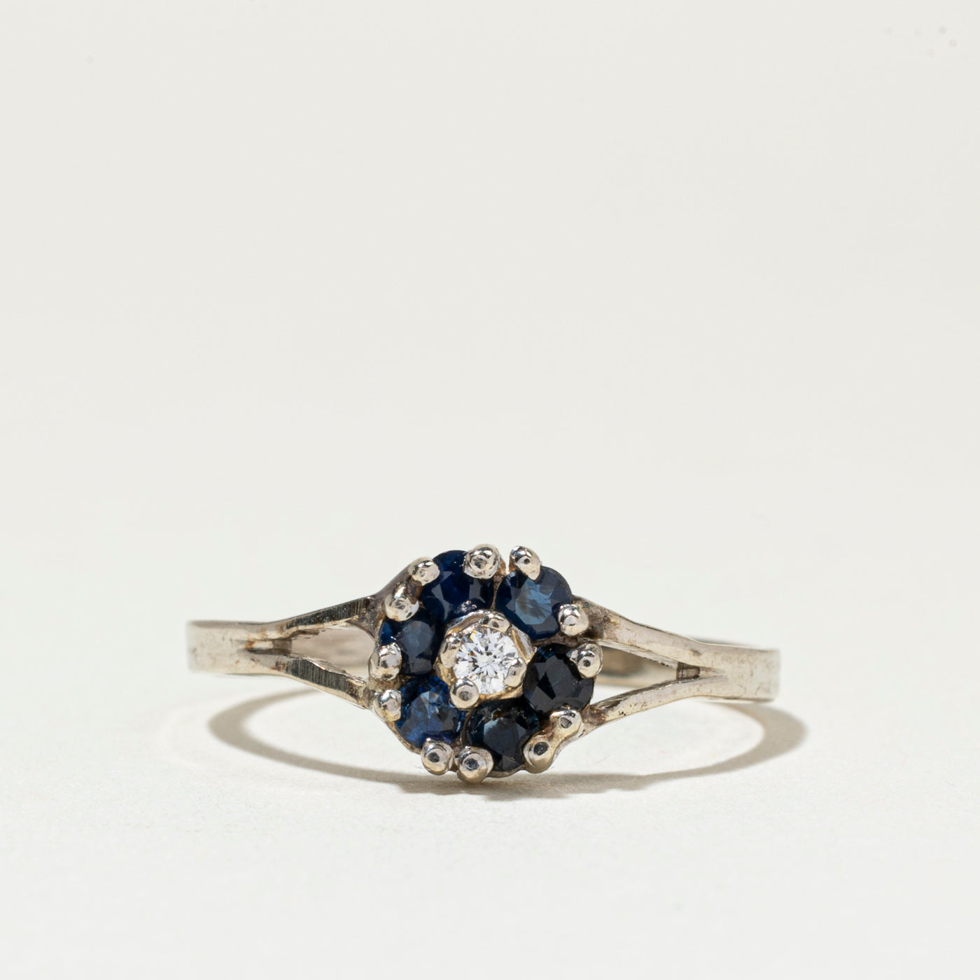 Bague halo diamant et saphir | Taille 5,5