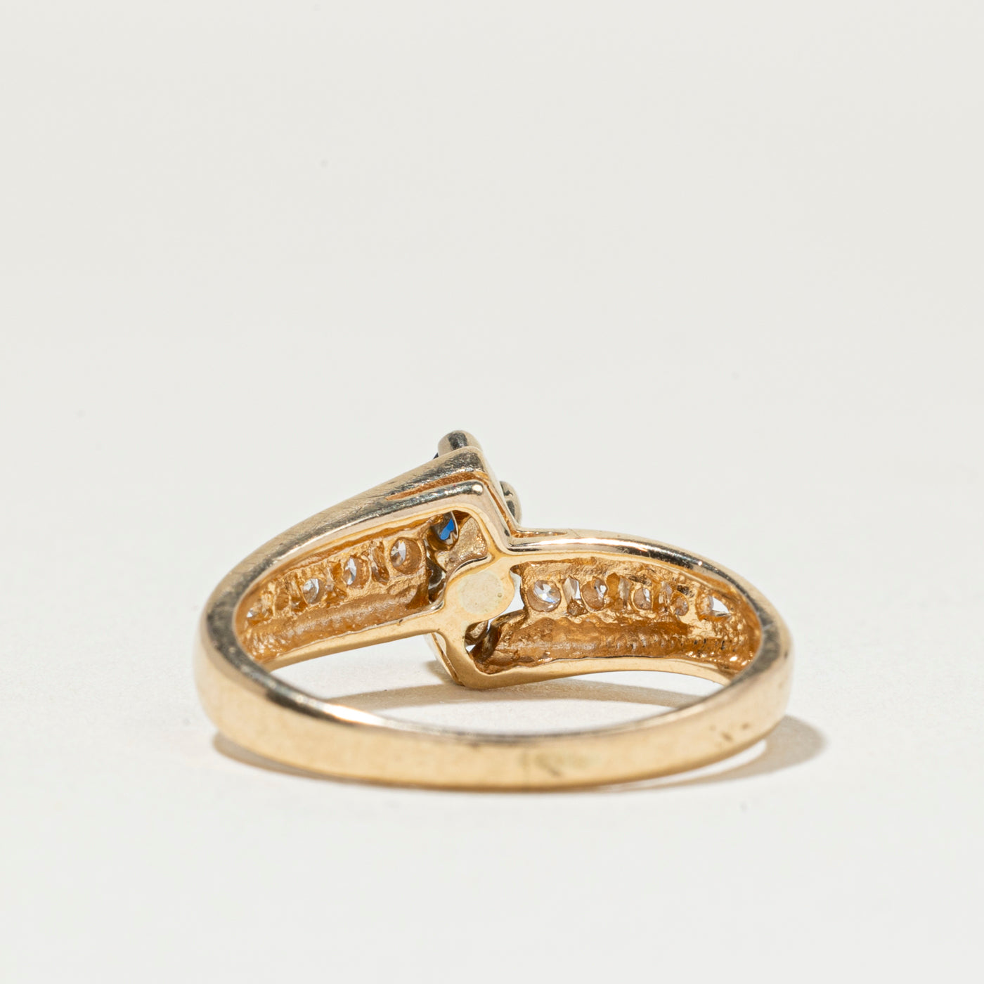 Marquise Cut Sapphire & Diamond Bypass Ring | SZ 5