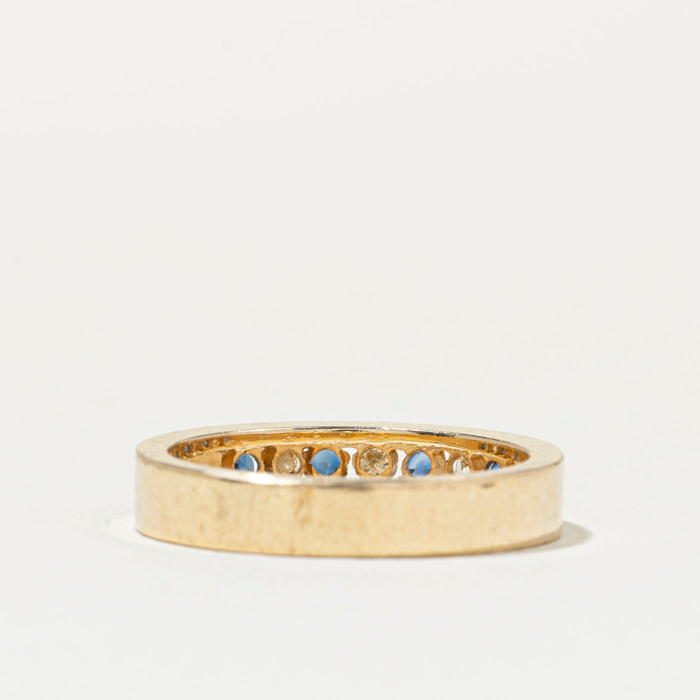 Alliance demi-éternité sertie de diamants et de saphirs | Taille 4,5