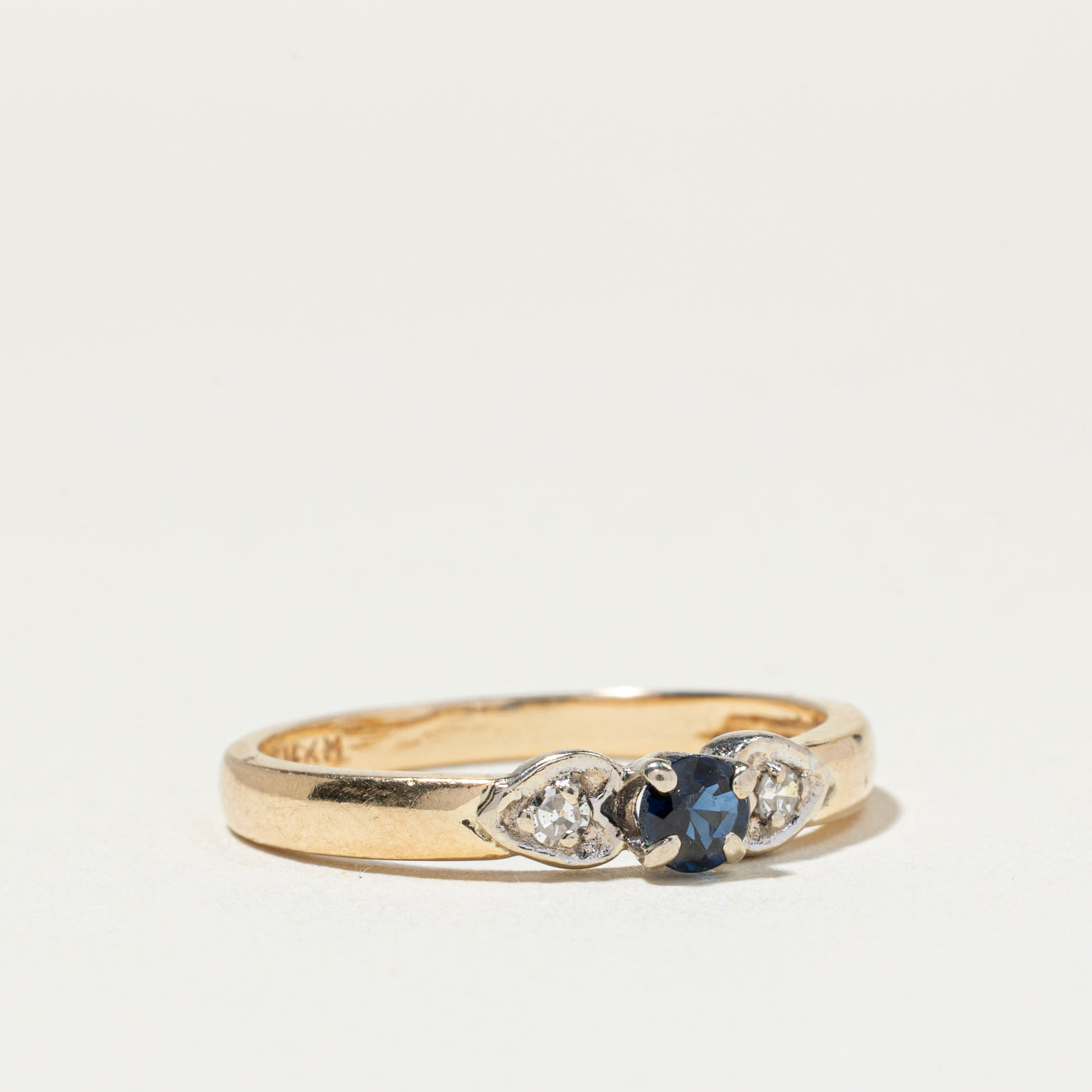 Bague en saphir et diamants avec cœur | Taille 6