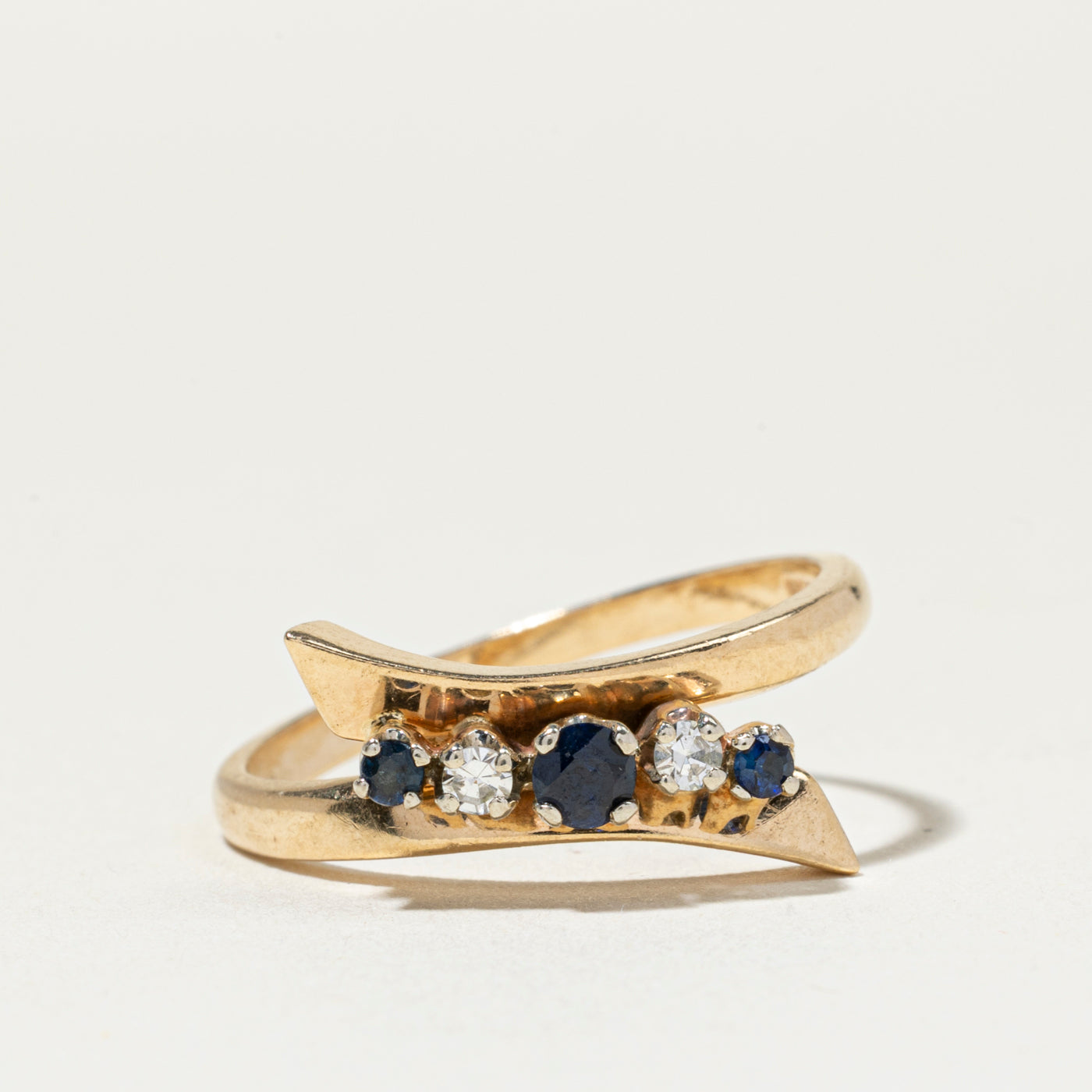 Five Stone Sapphire & Diamond Bypass Ring | SZ 7.5