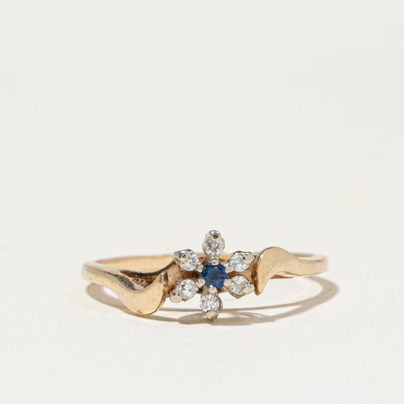 Sapphire & Diamond Petal Bypass Ring | SZ 5.5