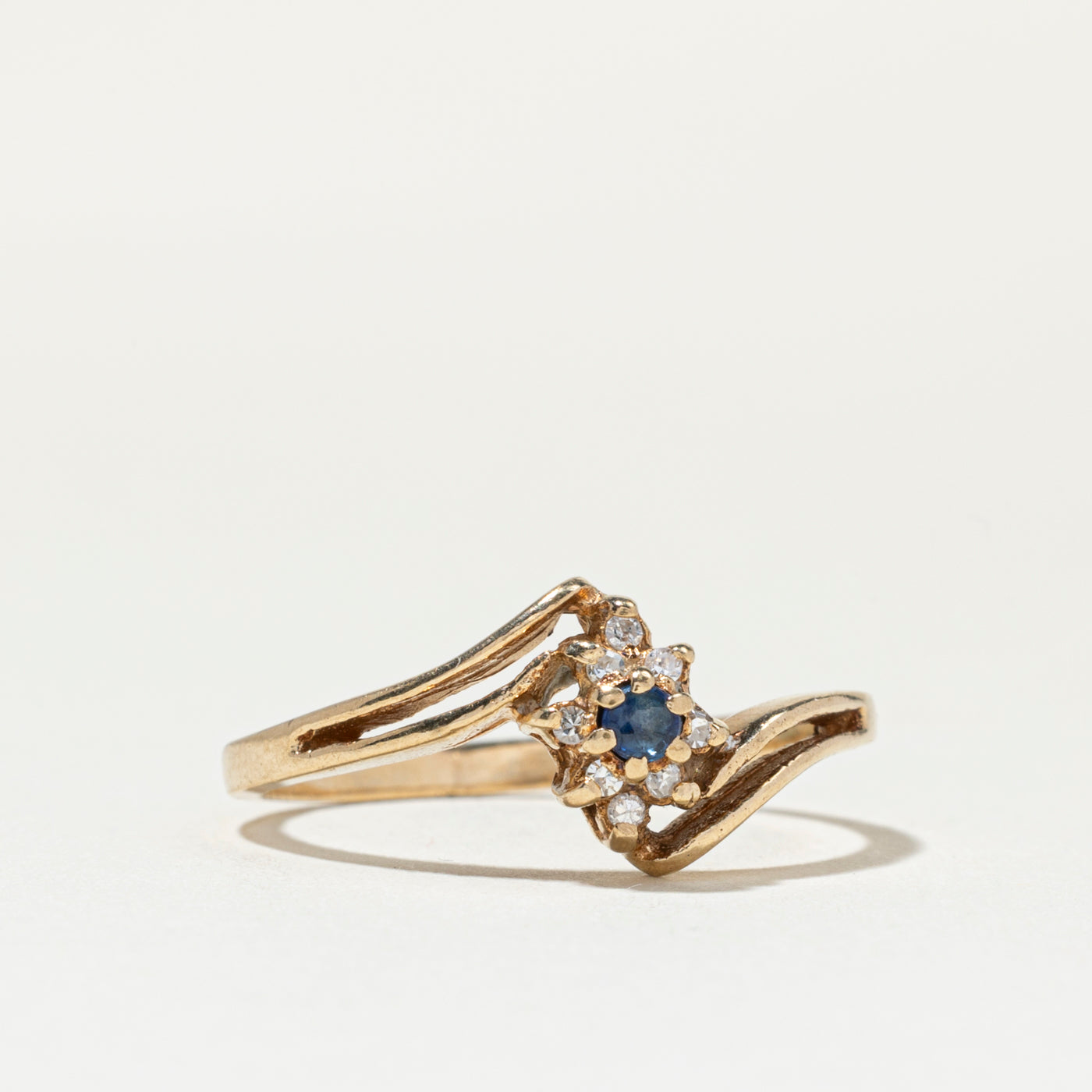 Diamond & Sapphire Petal Bypass Ring | SZ 6.75