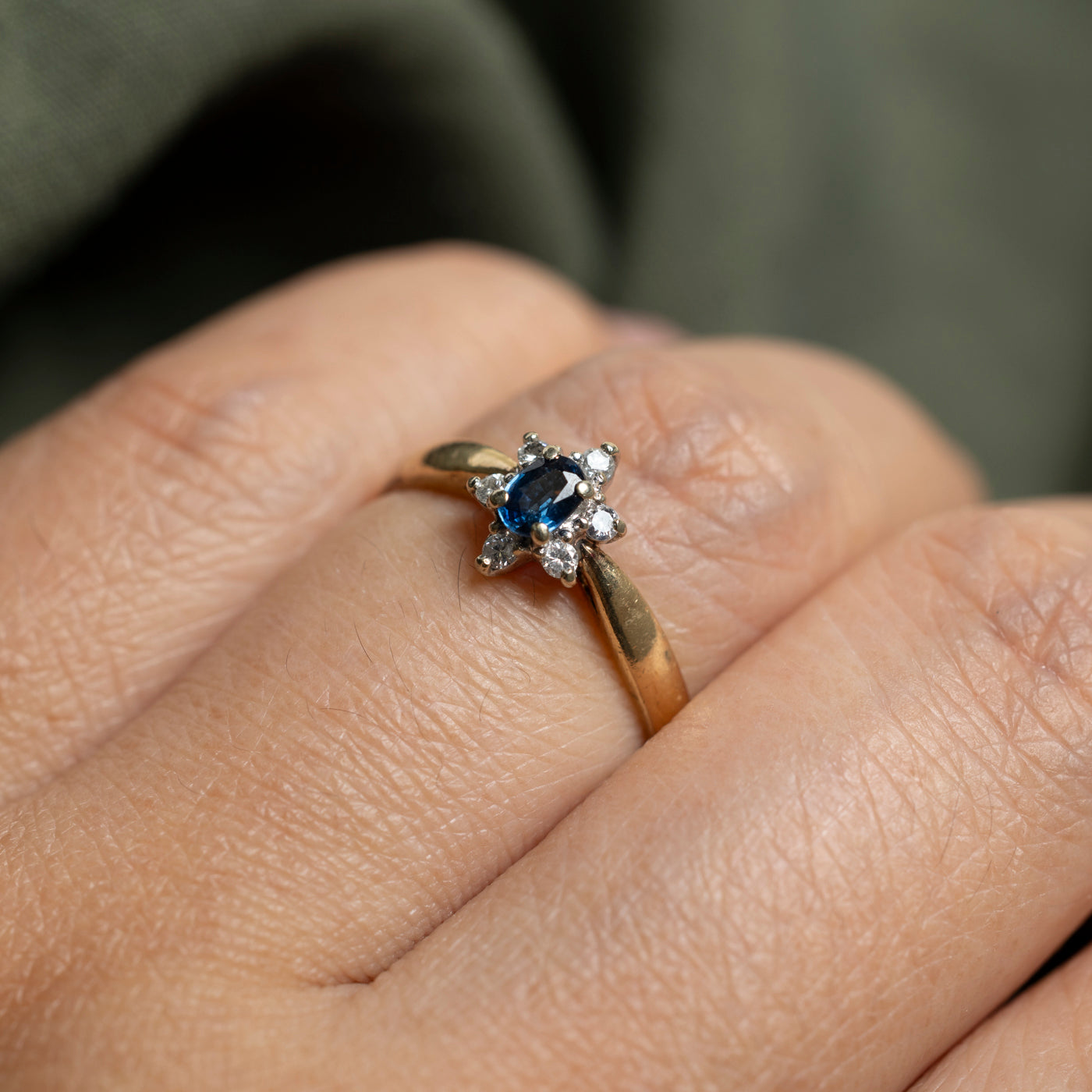 Sapphire & Diamond Petal Halo Ring | SZ 6.5