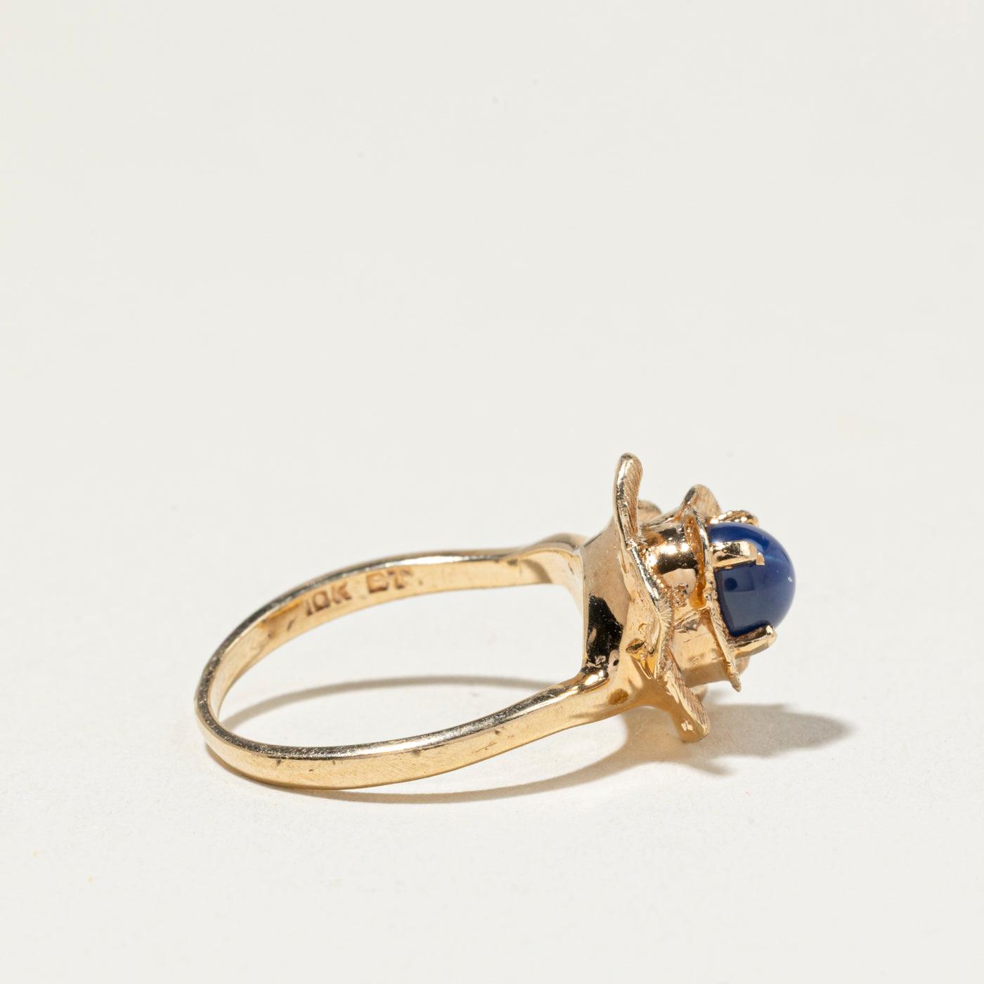 Bague fleur en saphir étoilé synthétique | Taille 4,5