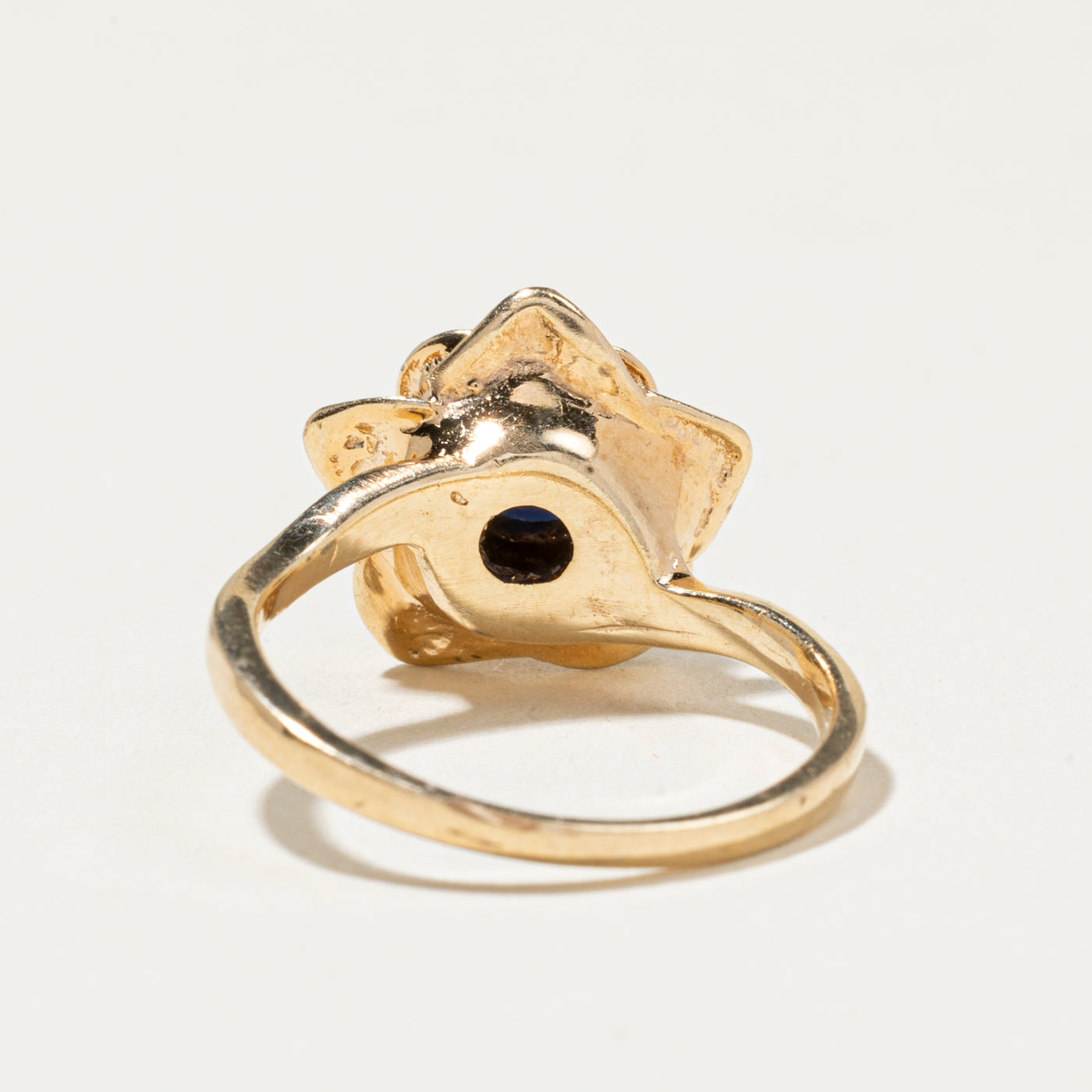 Bague fleur en saphir étoilé synthétique | Taille 4,5