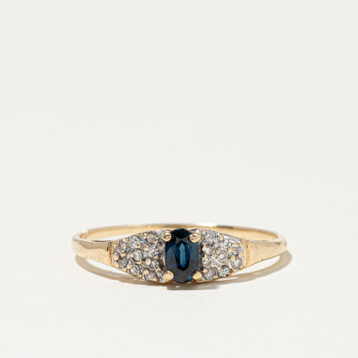 Oval Cut Sapphire & Diamond Accented Ring | SZ 8.75