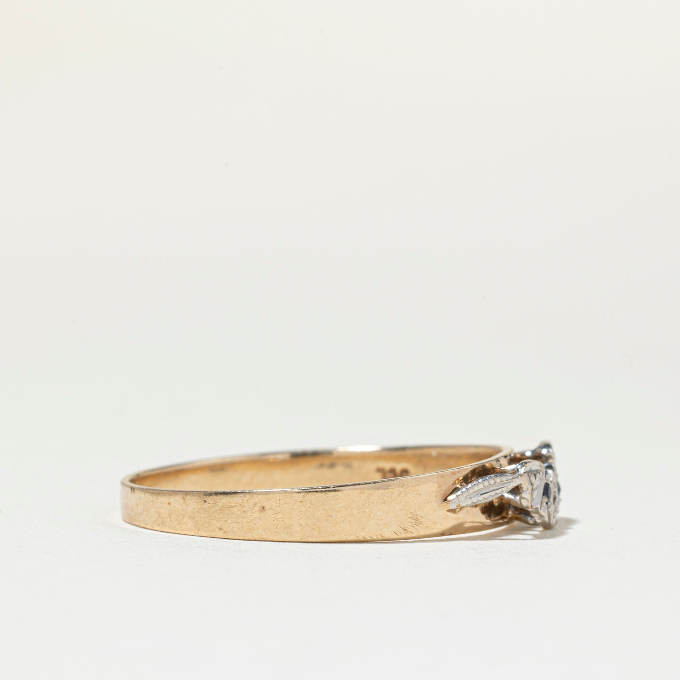 Two Tone Diamond & Sapphire Heart Ring | SZ 9