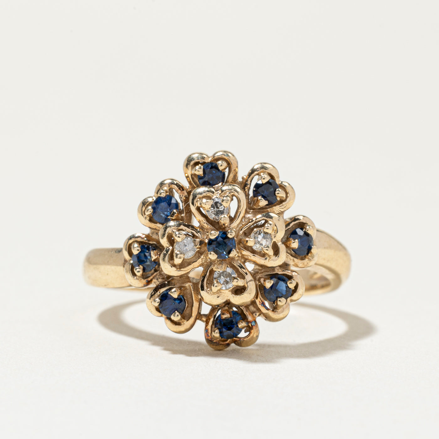 Bague cœur en saphir et diamants | Taille 6