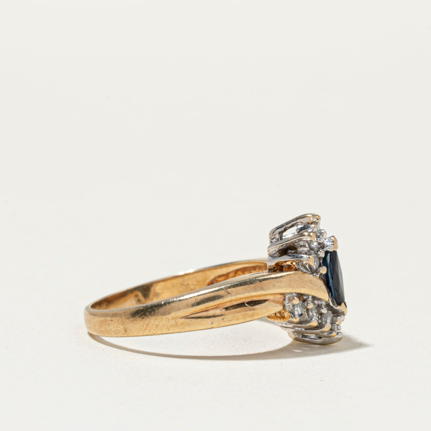 Marquise Cut Sapphire & Diamond Petal Bypass Ring | SZ 5.75