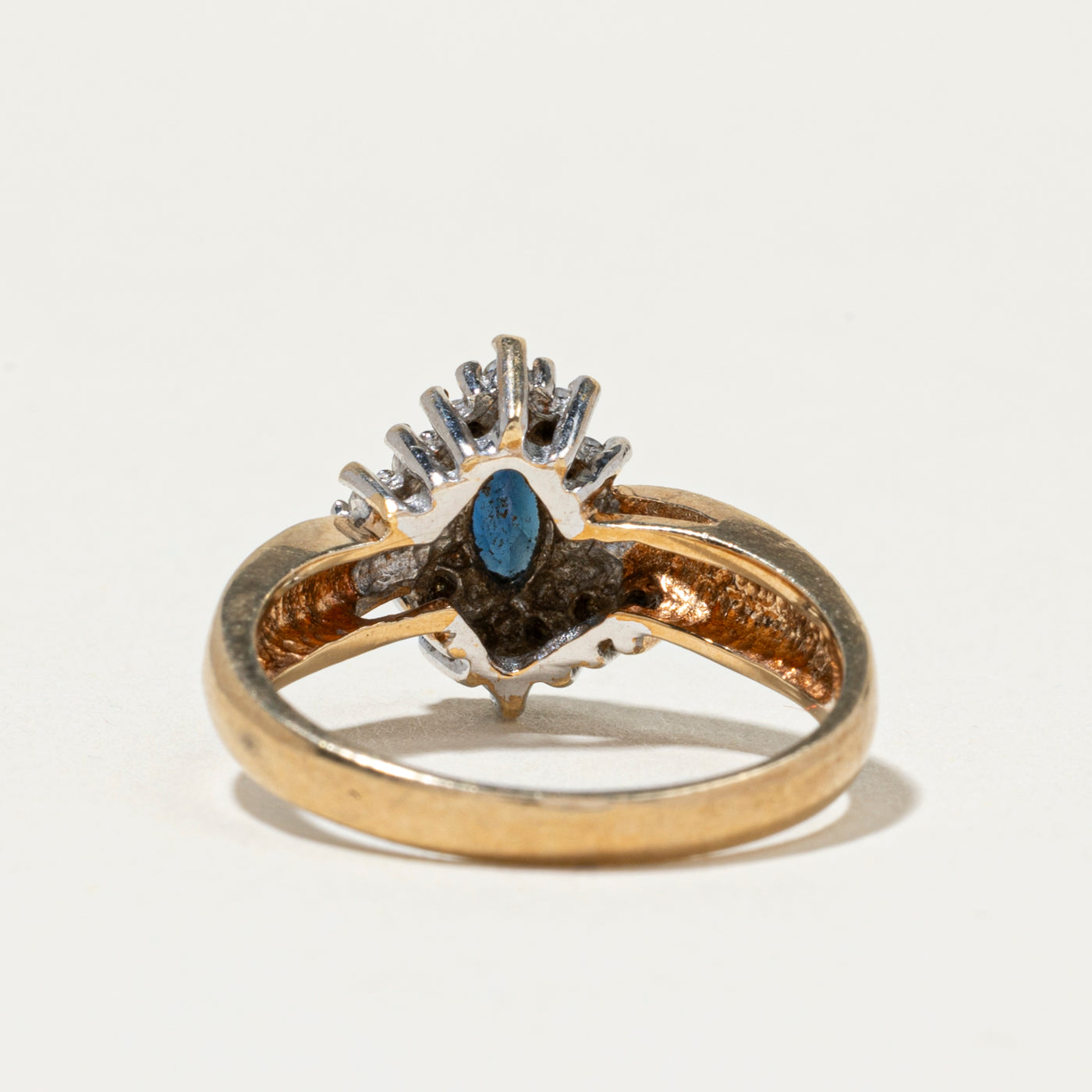 Marquise Cut Sapphire & Diamond Petal Bypass Ring | SZ 5.75