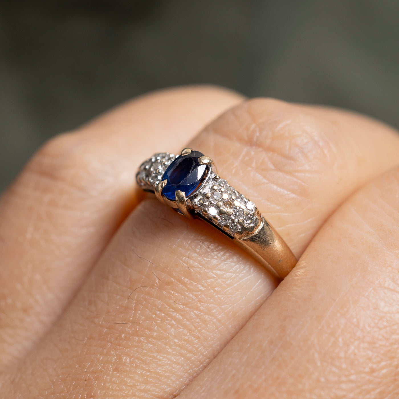 Oval Cut Sapphire & Diamond Accented Ring | SZ 7