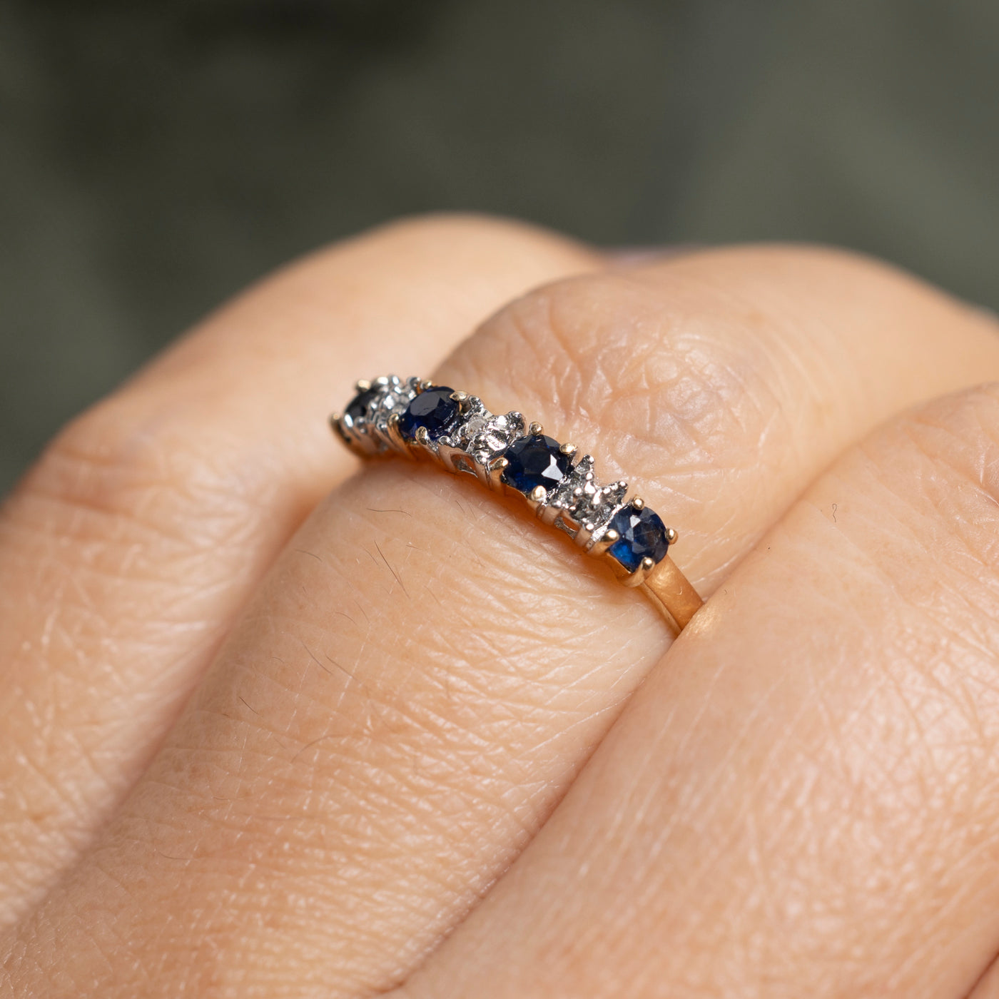 Bague demi-éternité saphir et diamants | Taille 6
