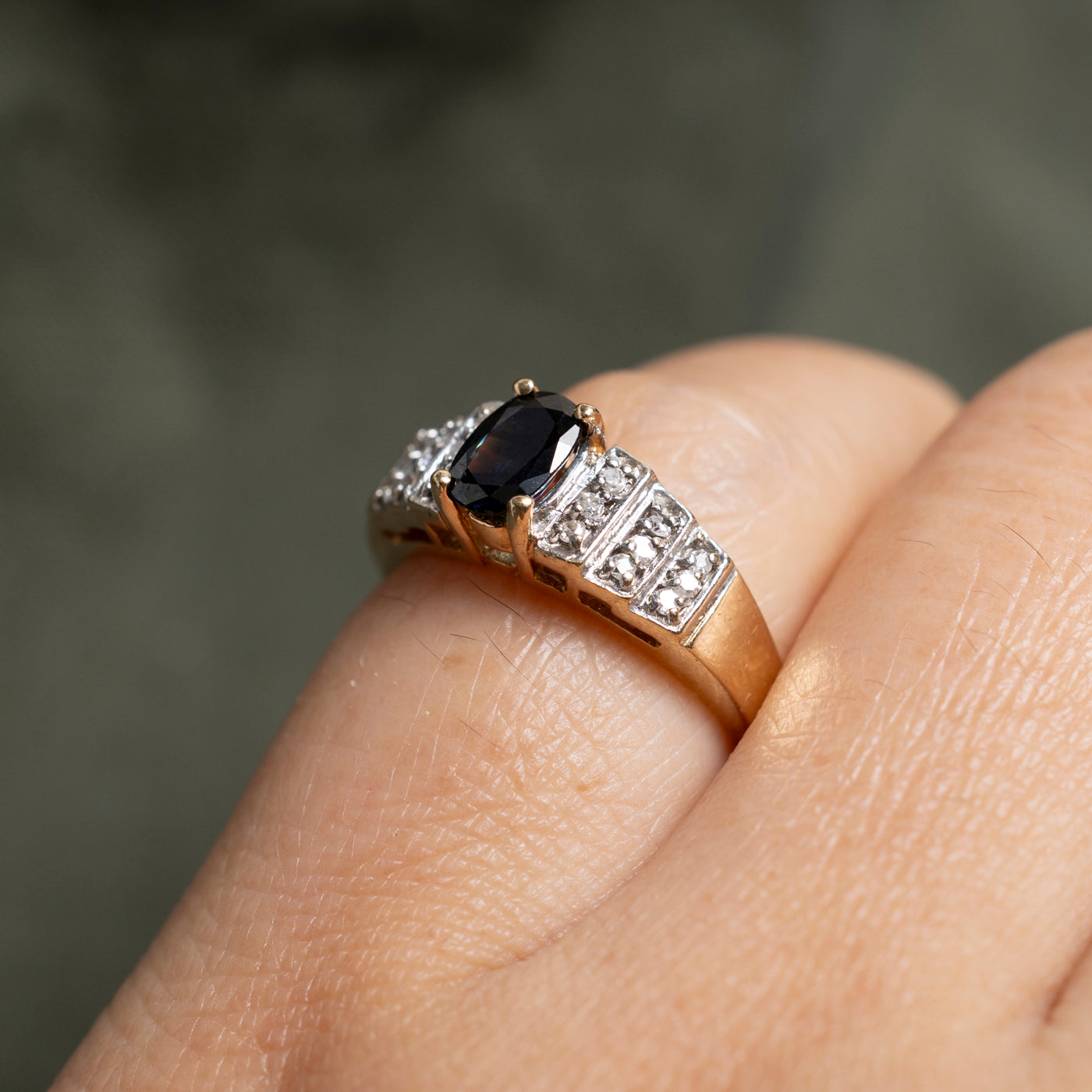 Oval Cut Sapphire & Diamond Accented Ring | SZ 4.75