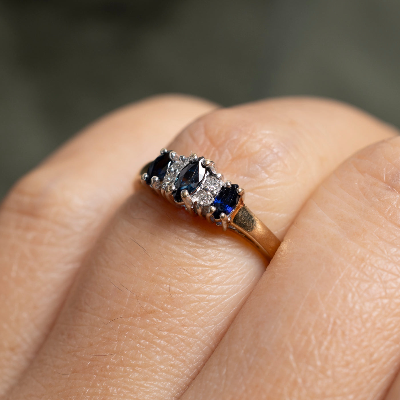 Bague trois pierres saphir et diamants | Taille 5