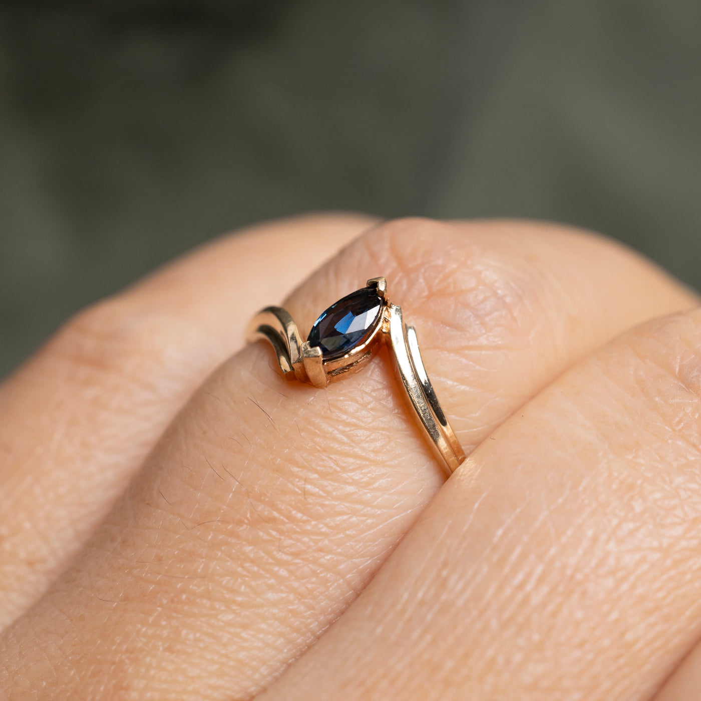 Marquise Cut Sapphire Bypass Ring | SZ 6.5