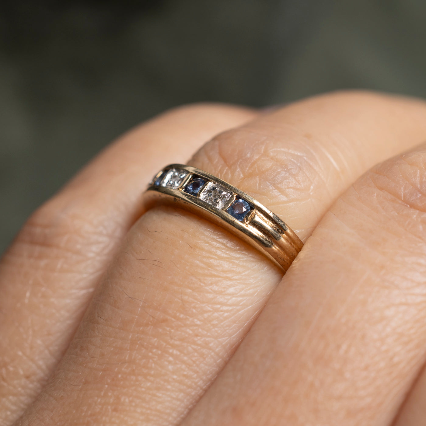 Semi Eternity Diamond & Sapphire Band | SZ 5.25