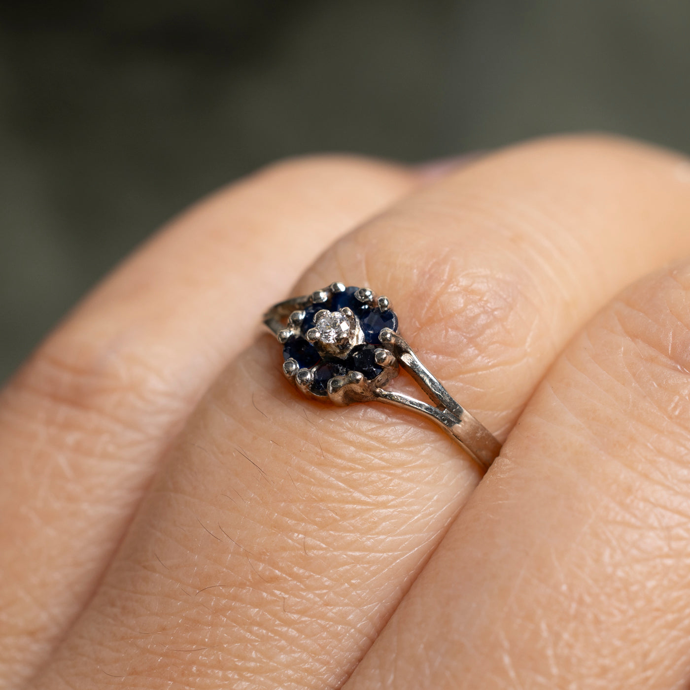 Bague halo diamant et saphir | Taille 5,5