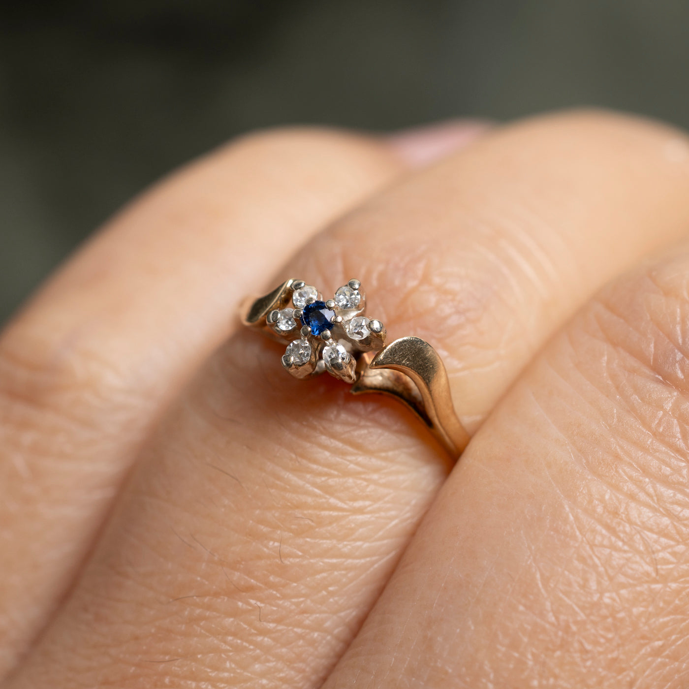Sapphire & Diamond Petal Bypass Ring | SZ 5.5