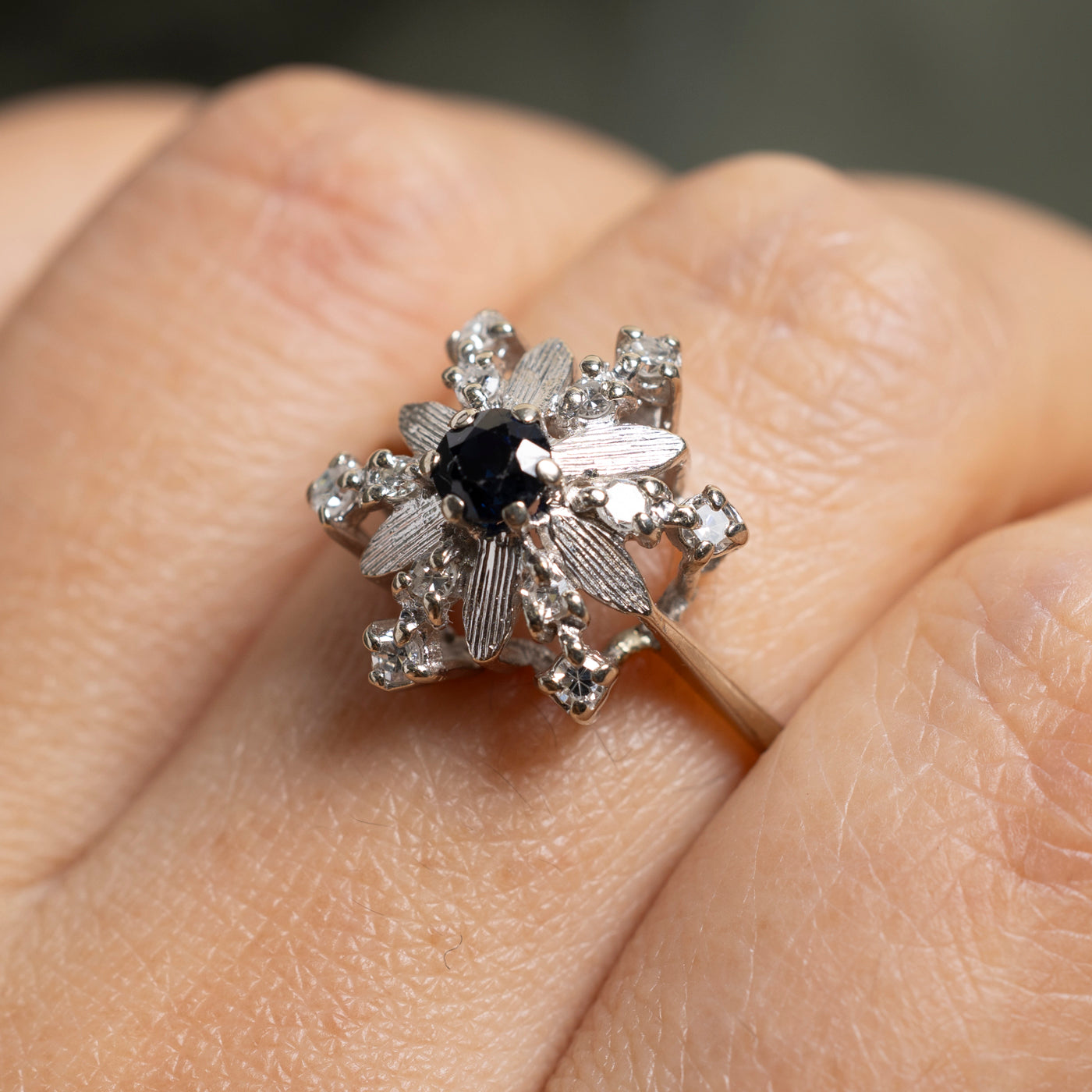 Sapphire & Diamond Snowflake Ring | SZ 11