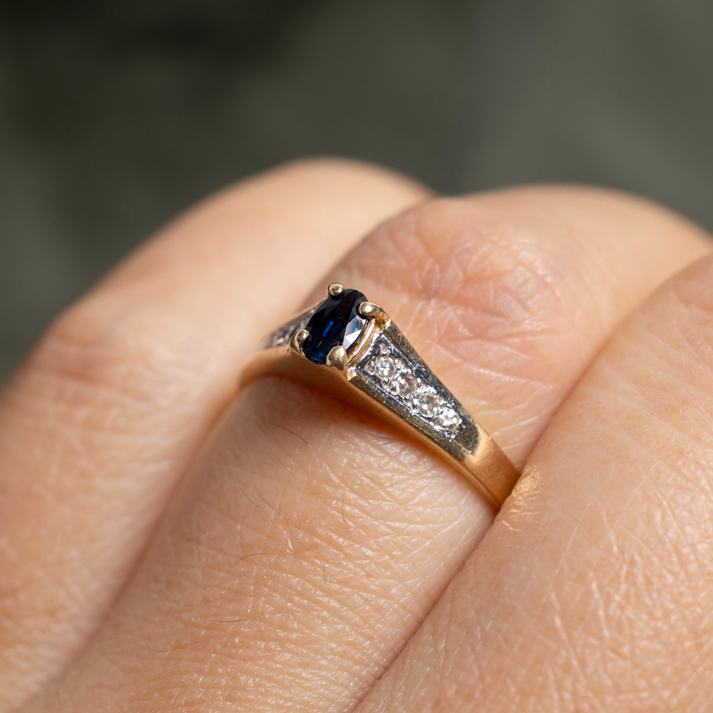 Oval Cut Sapphire & Diamond Accented Ring | SZ 7.5